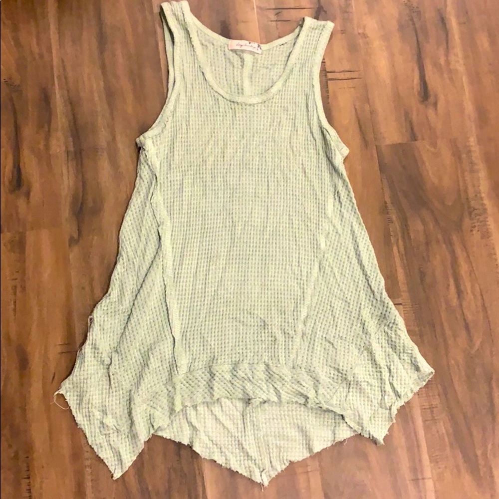 Mint green waffle tank